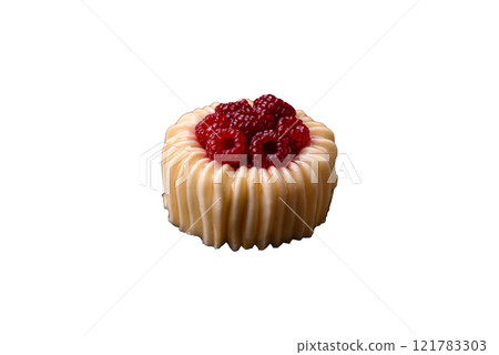 Sweet mousse tart with raspberries and filling Sweet mousse tart with raspberries and filling 121783303