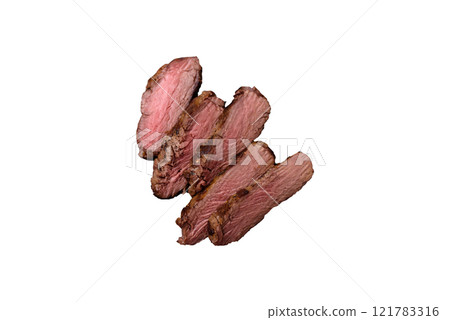 Juicy beef steak baked on the grill with salt, spices and herbs Juicy beef steak baked on the grill with salt, spices and herbs 121783316