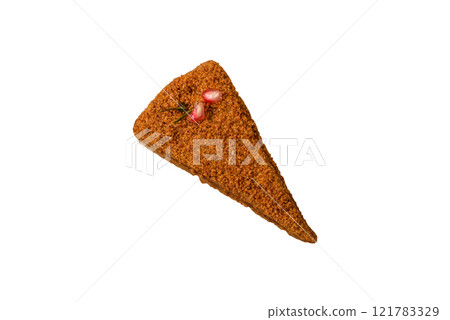 Piece of sweet layered honey cake Piece of sweet layered honey cake 121783329