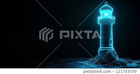 3D全息影像的灯塔图片 121783370