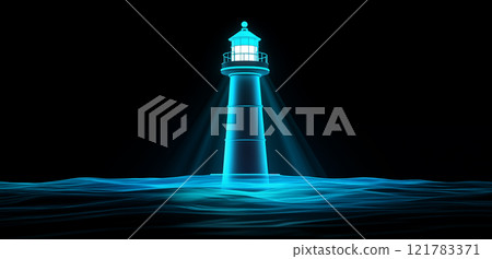 3D全息影像的灯塔图片 121783371