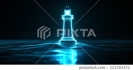 3D全息影像的灯塔图片 121783372