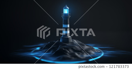3D全息影像的灯塔图片 121783373