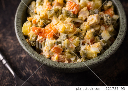 Traditional russian salad Olivier Traditional russian salad Olivier 121783493
