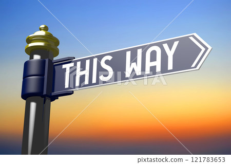This way - signpost with one arrow - 3D illustration 121783653