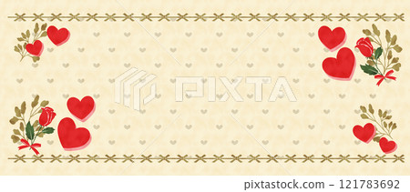 Rose and heart frame (beige, horizontal) 121783692