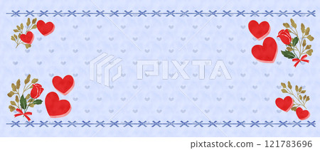 Rose and heart frame (blue horizontal) Rose and heart frame (blue horizontal) 121783696