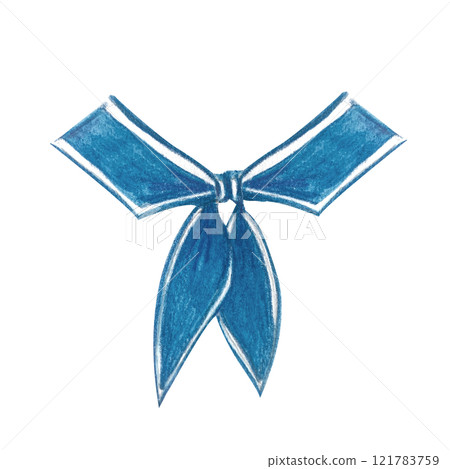 Sailor collar, blue stripes watercolor hand painted illustration isolated on white. Navy design element. High quality art perfect for cards, banners, invitations, guides, stationary and books 121783759