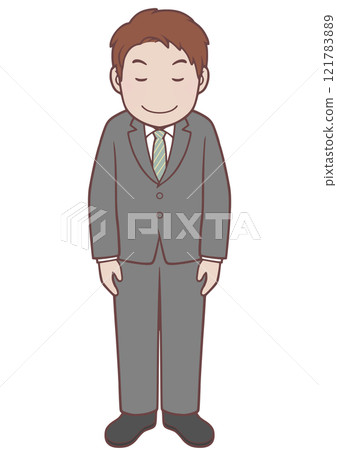 A man in a gray suit bowing A man in a gray suit bowing 121783889