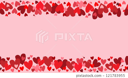 Seamless red love background for Valentine's Day, web template postcard with hearts with place under the text, pink background with heart confetti, pink frame in hearts for decoration and design Seamless red love background for Valentine's Day, web template postcard with hearts with place under the text, pink background with heart confetti, pink frame in hearts for decoration and design 121783955