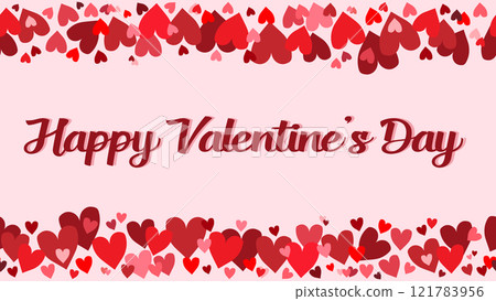 Seamless pink love background for Valentine's Day, pattern with hearts and Happy Valentine's Day lettering, love concept, cute pink love card with hearts, pink background with heart confetti Seamless pink love background for Valentine's Day, pattern with hearts and Happy Valentine's Day lettering, love concept, cute pink love card with hearts, pink background with heart confetti 121783956