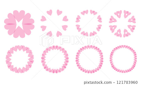 Set of pink frames from cute hearts, love concept, hearts wreath for valentine, pink round frames for love, wedding design elements, collection of frames for Valentines day cards and invitations Set of pink frames from cute hearts, love concept, hearts wreath for valentine, pink round frames for love, wedding design elements, collection of frames for Valentines day cards and invitations 121783960