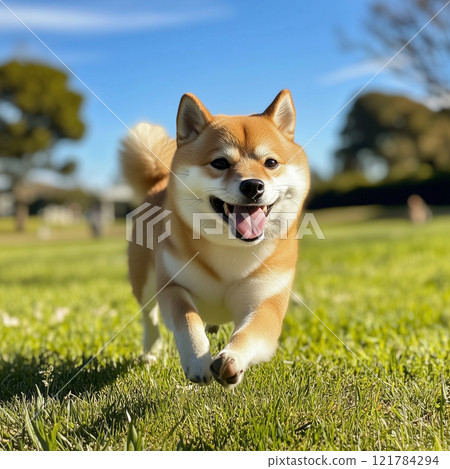Running Shiba Inu 121784294
