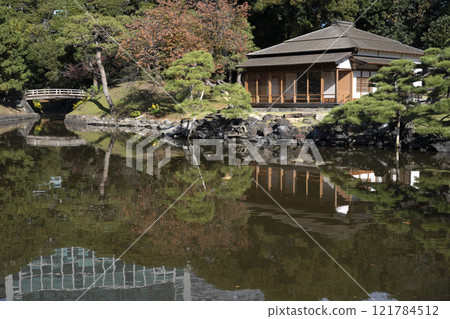 Japan, Tokyo, Hamarikyu Garden in momiji season. Japan, Tokyo, Hamarikyu Garden in momiji season. 121784512