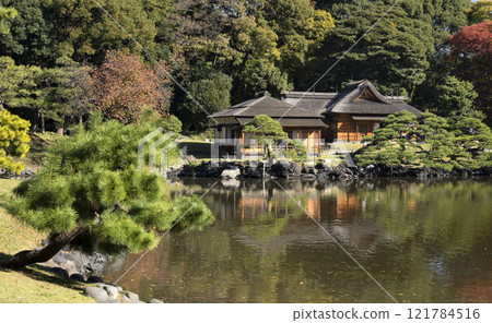 Japan, Tokyo, Hamarikyu Garden in momiji season. Japan, Tokyo, Hamarikyu Garden in momiji season. 121784516
