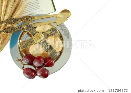 PNG, Eucharist, ritual paraphernalia, isolated on white background. PNG, Eucharist, ritual paraphernalia, isolated on white background. 121784572