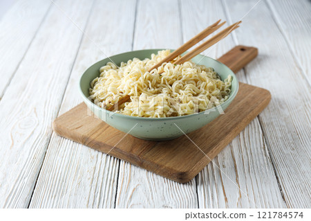 Concept of tasty fast food - instant noodles 121784574
