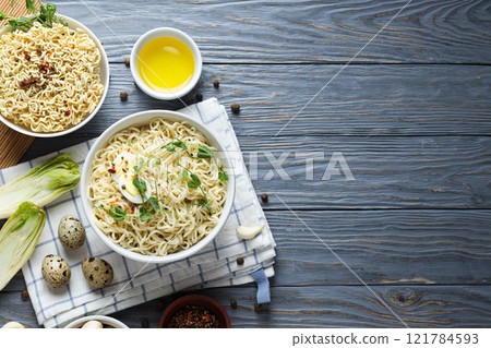 Concept of tasty fast food - instant noodles Concept of tasty fast food - instant noodles 121784593
