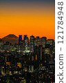 Tokyo Shinjuku skyscrapers and Mt. Fuji at dusk 121784948