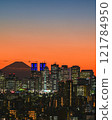 Tokyo Shinjuku skyscrapers and Mt. Fuji at dusk 121784950