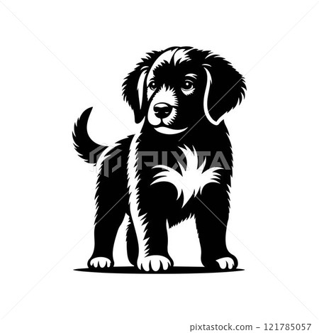 A cute puppy dog icon silhouette vector art illustration template design 121785057