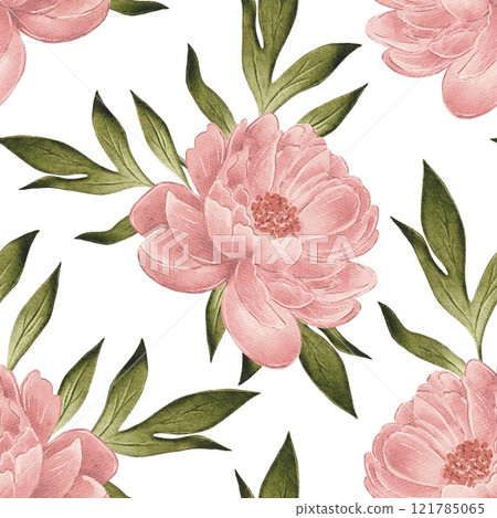 Seamless pattern Beige, pink peonies, watercolor illustration Seamless pattern Beige, pink peonies, watercolor illustration 121785065