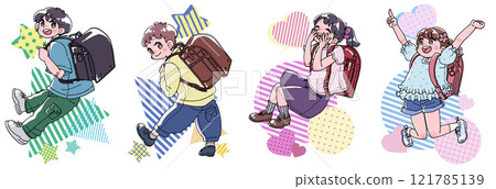 背著書包微笑的小學生插圖集 121785139