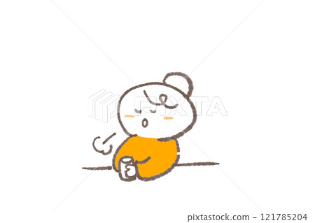 A woman who feels relieved by drinking a drink 121785204