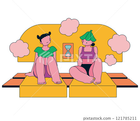 Sauna activities for beauty and health with friends 121785211