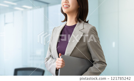Smiling woman/businesswoman with a laptop Smiling woman/businesswoman with a laptop 121785242