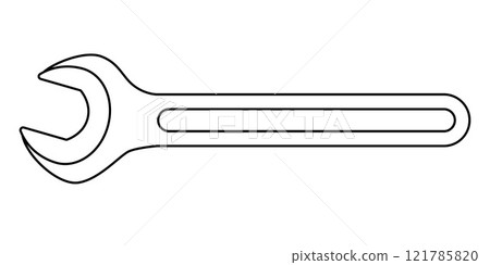 wrench, black and white vector illustration of hand tool spanner wrench, black and white vector illustration of hand tool spanner 121785820