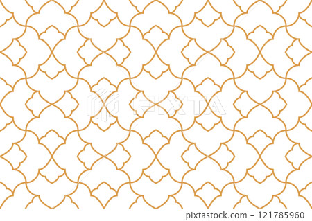 Flower geometric pattern. Seamless vector background. White and golden ornament 121785960