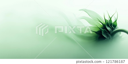 Sunflower with green and yellow petals moving in the wind. Abstract soft blurred natural background Sunflower with green and yellow petals moving in the wind. Abstract soft blurred natural background 121786187