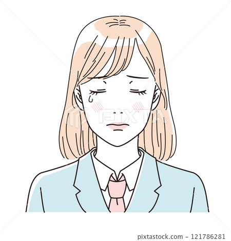 清爽制服女學生上半身美女插畫 121786281