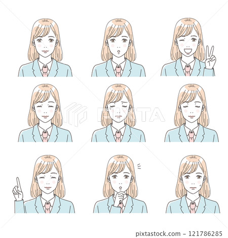Beauty: Illustration of the upper body of a refreshing female student in uniform 121786285