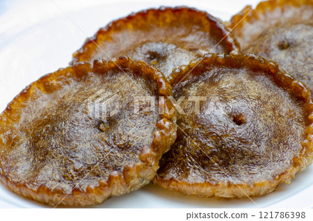 Close up of North Borneo home made traditional kuih penjaram cake. Sabah Malaysia Traditional Dessert. Close up of North Borneo home made traditional kuih penjaram cake. Sabah Malaysia Traditional Dessert. 121786398