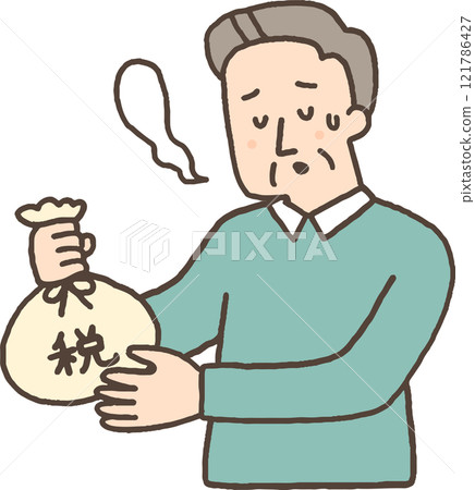 一位老人嘆了口氣繳稅 121786427