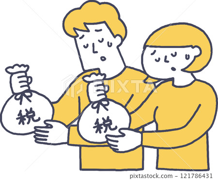 納稅困難的單色青年男女 納稅困難的單色青年男女 121786431