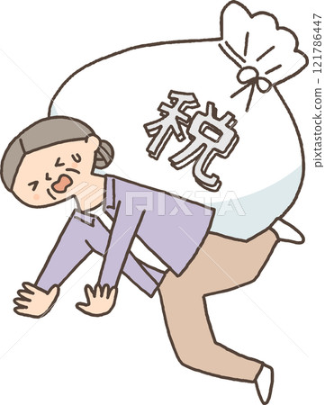 Senior woman suffering from heavy taxes Senior woman suffering from heavy taxes 121786447