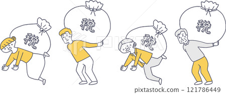 People suffering from heavy taxes set monochromatic 121786449