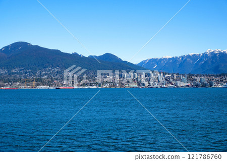 Beautiful aerial view of downtown Vancouver skyline, British Columbia, Canada at sunset 121786760