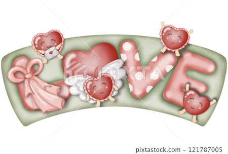 Handwritten note with the words "Love" and a red heart symbol and envelope love on sign green wooden background Handwritten note with the words "Love" and a red heart symbol and envelope love on sign green wooden background 121787005