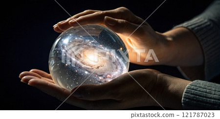 Galaxy in Your Hands A Mystical Cosmic Sphere 121787023