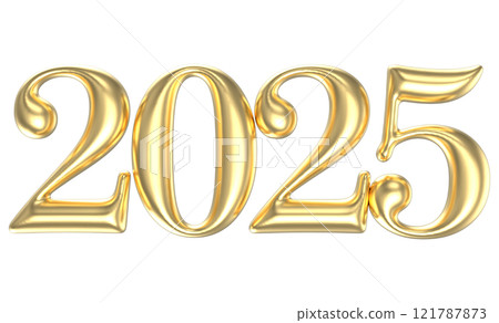 Happy New Year With Number 3D Render 121787873