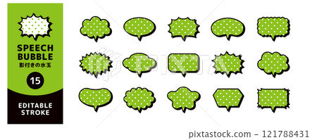Set of small polka dot speech bubbles with shadows _ editable stroke _ vertical horns Set of small polka dot speech bubbles with shadows _ editable stroke _ vertical horns 121788431