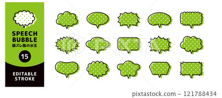 Polka dot speech bubble set with misregistration_Editable stroke_Vertical horns Polka dot speech bubble set with misregistration_Editable stroke_Vertical horns 121788434
