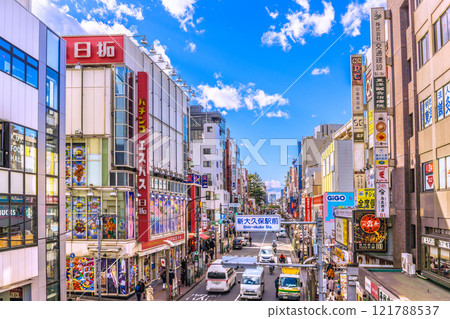 Tokyo cityscape in Japan in January. View of Shin-Okubo Station and other areas = January 8, 2025 Tokyo cityscape in Japan in January. View of Shin-Okubo Station and other areas = January 8, 2025 121788537