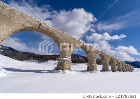Taushubetsu Bridge in snow Taushubetsu Bridge in snow 121788681