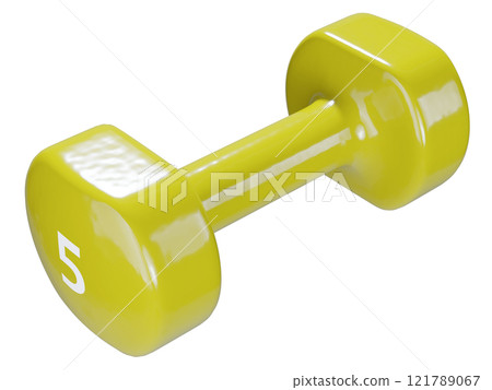 Round vinyl rubber Dumbbell, weightlifting gym equipment side view 121789067