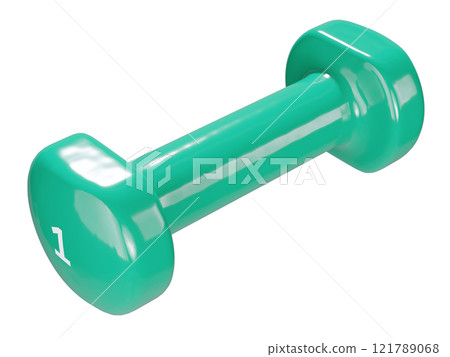 Round vinyl rubber Dumbbell, weightlifting gym equipment side view 121789068